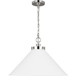 Wellfleet Wide Pendant - Polished Nickel / Matte White