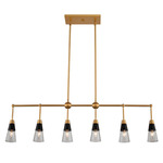 Ponti Linear Chandelier - New Brass / Clear