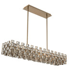 Piazze Linear Chandelier - Brushed Champagne Gold / Firenze Clear