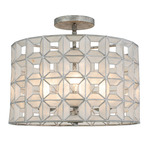 Prado Semi Flush Ceiling Light - Oxidized Silver Leaf / Capiz Shell