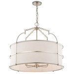 Carson Drum Pendant - Polished Nickel / Off White
