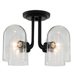 Cupola Semi Flush Ceiling Light - Matte Black / Clear Seeded