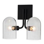 Cupola Wall Sconce - Matte Black / Clear Seeded
