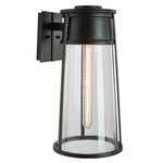 Cone Outdoor Wall Sconce - Matte Black / Clear