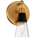 Ponti Wall Sconce - New Brass / Clear