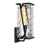 Waterfall Outdoor Wall Sconce - Matte Black / Clear