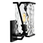 Waterfall Outdoor Wall Sconce - Matte Black / Clear