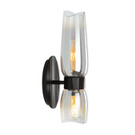 Flame Wall Sconce - Matte Black / Clear