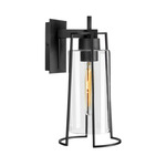Cere Outdoor Wall Sconce - Matte Black / Clear
