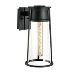 Cone Outdoor Wall Sconce - Matte Black / Clear