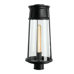Cone Outdoor Post Light - Matte Black / Clear