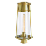 Cone Outdoor Post Light - Satin Brass / Clear