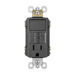Single-Pole 15A Switch with Tamper-Resistant GFCI Outlet - Black