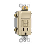 Single-Pole 15A Switch with Tamper-Resistant GFCI Outlet - Ivory