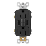 Tamper Resistant 15A GFCI Outlet with Type-AA USB Port - Black