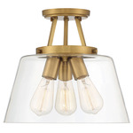 Calhoun Semi Flush Ceiling Light - Warm Brass / Clear