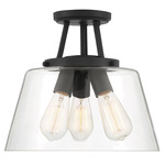 Calhoun Semi Flush Ceiling Light - Matte Black / Clear