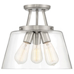 Calhoun Semi Flush Ceiling Light - Satin Nickel / Clear