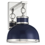 Corning Wall Sconce - Navy / Polished Nickel