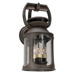 Old Trail Outdoor Wall Sconce - Centennial Rust / Clear Seeded