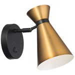Pin Up Adjustable Task Light - Black / Aged Brass / White