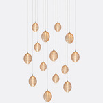 Cocoon Rectangular Multi-Light Chandelier - Matte Silver / Amber