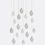 Cocoon Rectangular Multi-Light Chandelier - Matte Silver / Clear