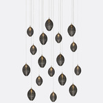 Cocoon Rectangular Multi-Light Chandelier - Matte Silver / Grey