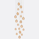 Cocoon Round Multi-Light Chandelier - Matte Silver / Amber