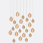 Cocoon Rectangular Multi-Light Chandelier - Matte Silver / Amber