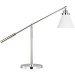 Wellfleet Cone Desk Lamp - Polished Nickel / Matte White