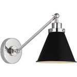 Wellfleet Wall Sconce - Polished Nickel / Midnight Black