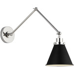 Wellfleet Double Arm Wall Sconce - Polished Nickel / Midnight Black