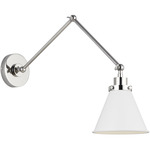 Wellfleet Double Arm Wall Sconce - Polished Nickel / Matte White