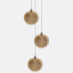 Kadur Drizzle 3-Light Round Chandelier - Matte Silver / Amber / Clear Drizzle