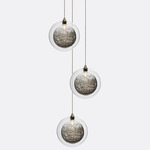 Kadur Drizzle 3-Light Round Chandelier - Matte Silver / Clear / Black Drizzle