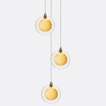 Kadur Drizzle 3-Light Round Chandelier - Matte Silver / Clear / Gold Drizzle