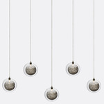 Kadur Drizzle 5-Light Linear Chandelier - Matte Silver / Clear / Black Drizzle