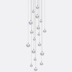 Kadur Frost 18-Light Square Mixed Orb Chandelier - Matte White / Clear / White Frost