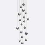 Kadur Frost 18-Light Square Mixed Orb Chandelier - Matte White / Grey / White Frost