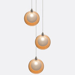 Kadur Frost 3-Light Round Chandelier - Matte Silver / Amber / White Frost