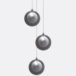 Kadur Frost 3-Light Round Chandelier - Matte Silver / Grey / White Frost