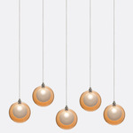 Kadur Frost 5-Light Linear Chandelier - Matte Silver / Amber / White Frost