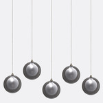 Kadur Frost 5-Light Linear Chandelier - Matte Silver / Grey / White Frost