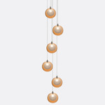 Kadur Frost 6-Light Round Chandelier - Matte Silver / Amber / White Frost