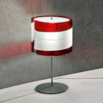 Radius Table Lamp - Polished Chrome / Satin Crystal / Red