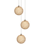 Mod Round Chandelier - Matte Silver / Amber