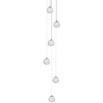 Mod Round Chandelier - Matte Silver / Clear