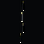 LED Round Multi-Light Pendant - Anodized Gold / Clear
