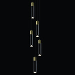 LED Round Multi-Light Pendant - Anodized Gold / Clear